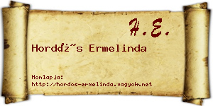 Hordós Ermelinda névjegykártya